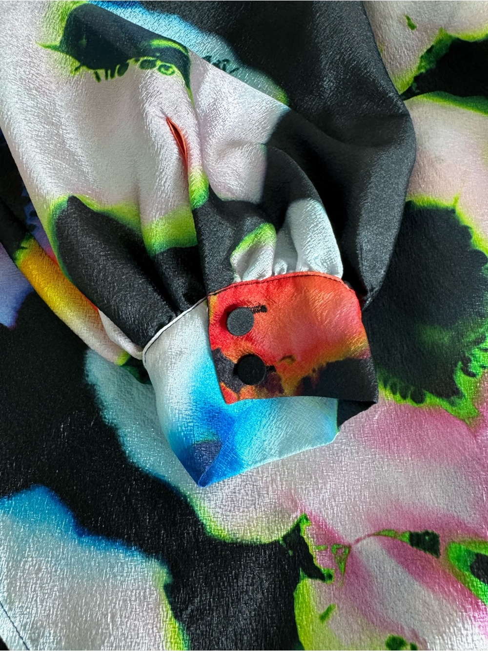 STINE GOYA Black Floral High Neck Blouse with Neon Flowers - Picture 2 of 4